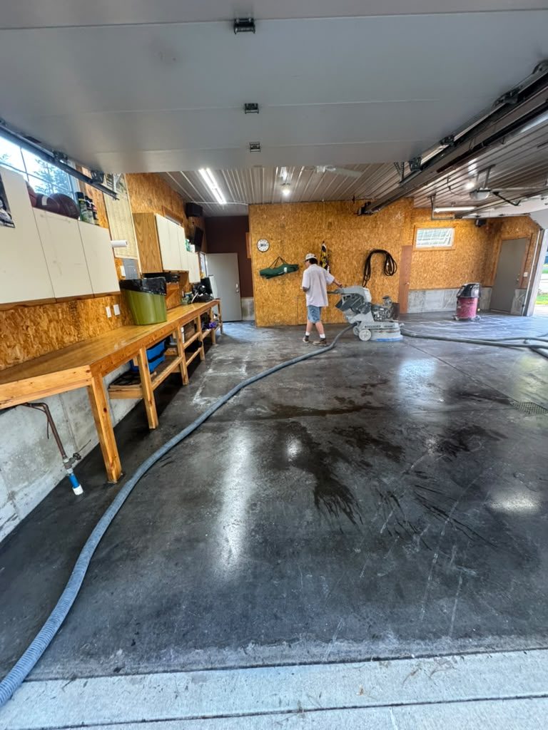 Before -- bare concrete during grinding/prep